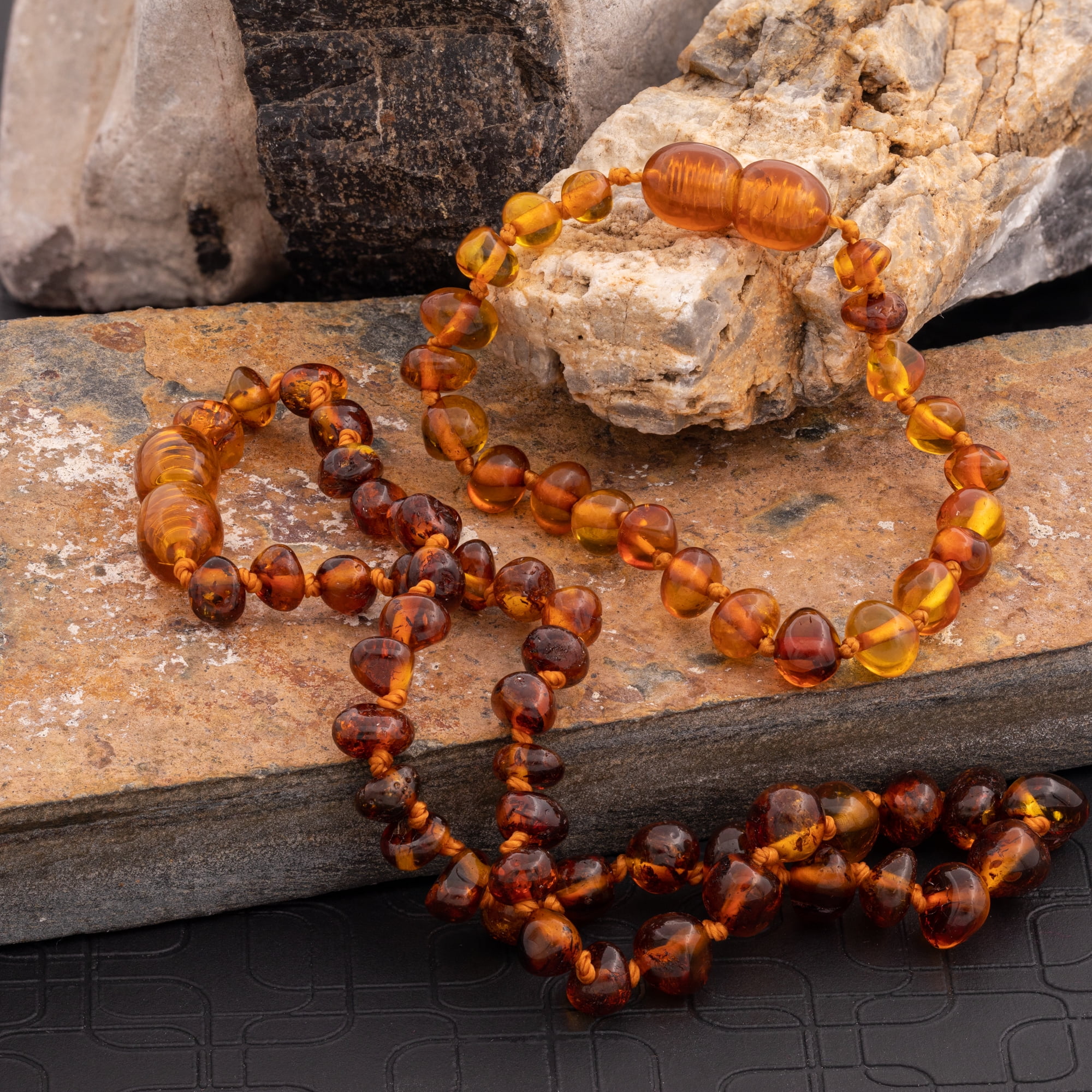 Baltic amber bracelet with inserts
